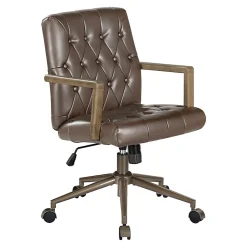 Office Star Waltham Faux Leather High-Back Executive Office Chair, Chocolate