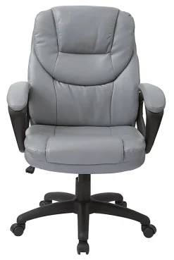 Office Star™ Work Smart™ Faux Leather High-Back Chair, Charcoal/Black