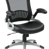 Office Star™ Work Smart™ Faux Leather/Mesh Mid-Back Chair, Black/Silver