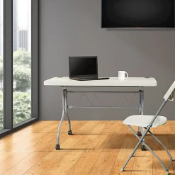 Office Star⢠Work Smart Resin Multi-Purpose Flip Table With Locking Casters, 29-1/4"H x 47-3/4"W x 24"D
