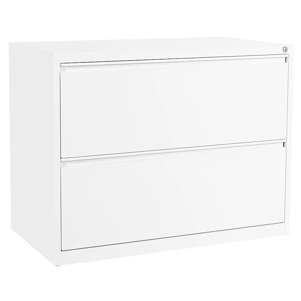 Office Star™ 35-1/2"W x 19-3/4"D Lateral 2-Drawer File Cabinet With Core-Removable Lock & Adjustable Glides, White