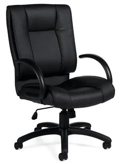 Offices To Goâ„¢ Luxehide Bonded Leather High-Back Chair, Black, OTG2700B