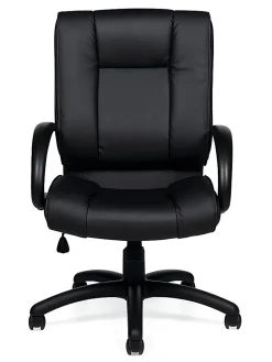 Offices To Go™ Luxehide Bonded Leather High-Back Chair, Black, OTG2700B