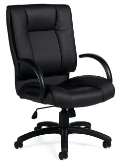 Offices To Go™ Luxehide Bonded Leather High-Back Chair, Black, OTG2700B