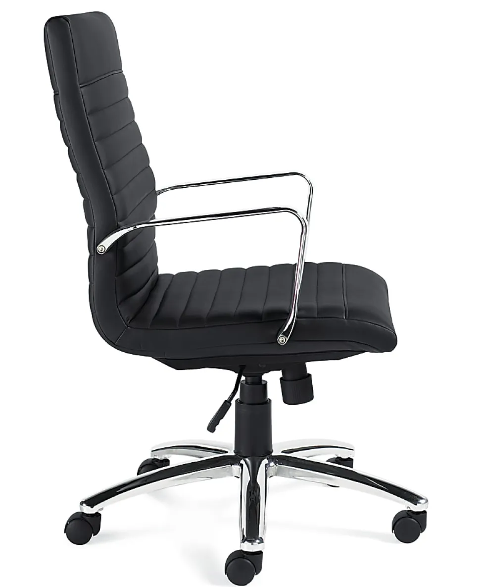 Offices To Go™ Luxehide Executive Bonded Leather Chair With Stitch Detail, Black