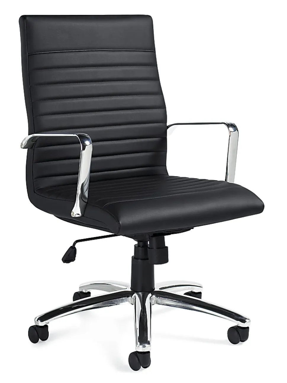 Offices To Go™ Luxehide Executive Bonded Leather Chair With Stitch Detail, Black