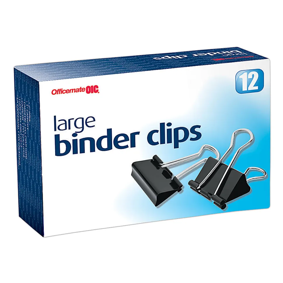 OIC® Binder Clips, Large, 2", Black, Box Of 12, 99100