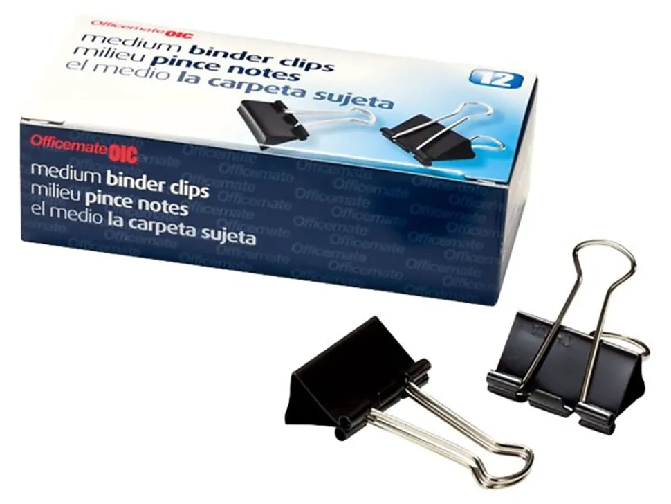 OIC® Binder Clips, Medium, 1 1/4", Black, Box Of 12, 99050