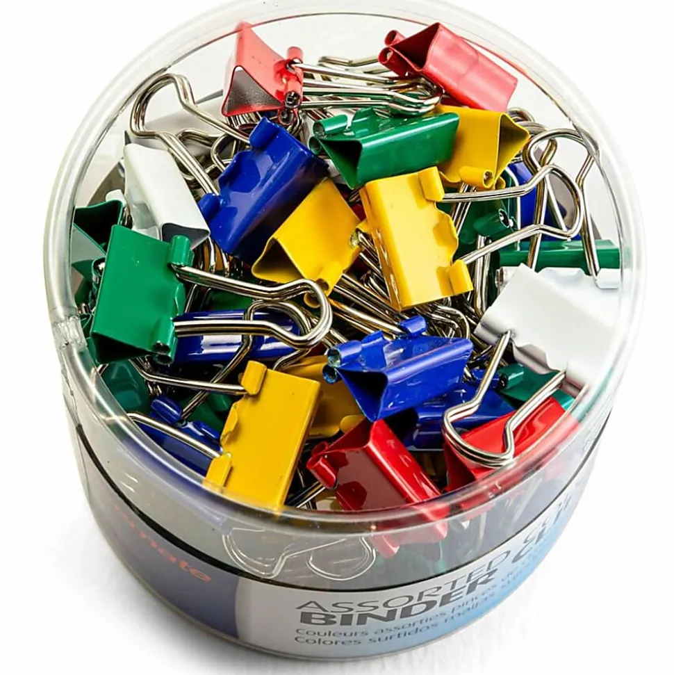 OIC® Binder Clips Tub, Mini Clips, 9/16", Assorted Colors, Pack Of 60