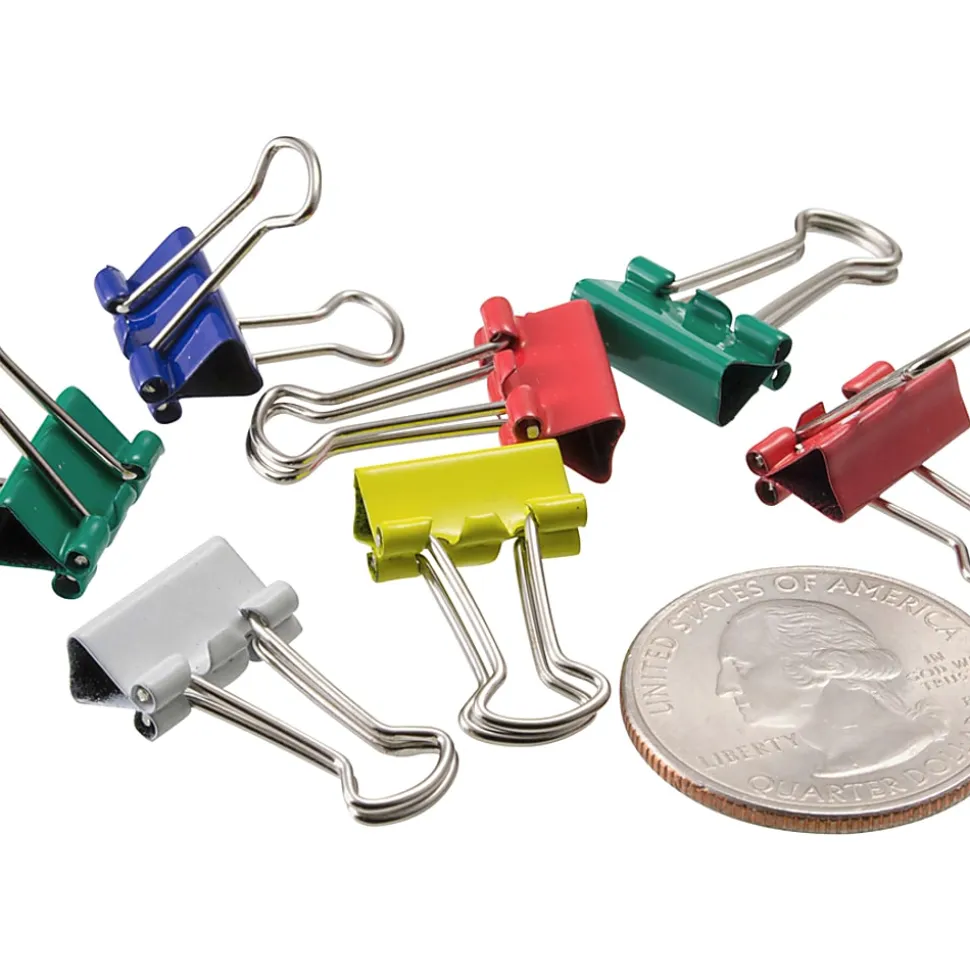 OIC® Binder Clips Tub, Mini Clips, 9/16", Assorted Colors, Pack Of 60