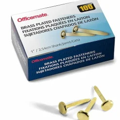 OIC® Brass-Plated Paper Fastener, No. 4, 1", Box Of 100