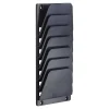 OIC 7 Compartment Wall File Holder, 7 Compartment(s), 22.4"H x 9.5"W x 2.9"D, Wall Mountable, Black, Plastic, 7 / Each
