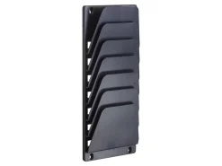 OIC 7 Compartment Wall File Holder, 7 Compartment(s), 22.4"H x 9.5"W x 2.9"D, Wall Mountable, Black, Plastic, 7 / Each