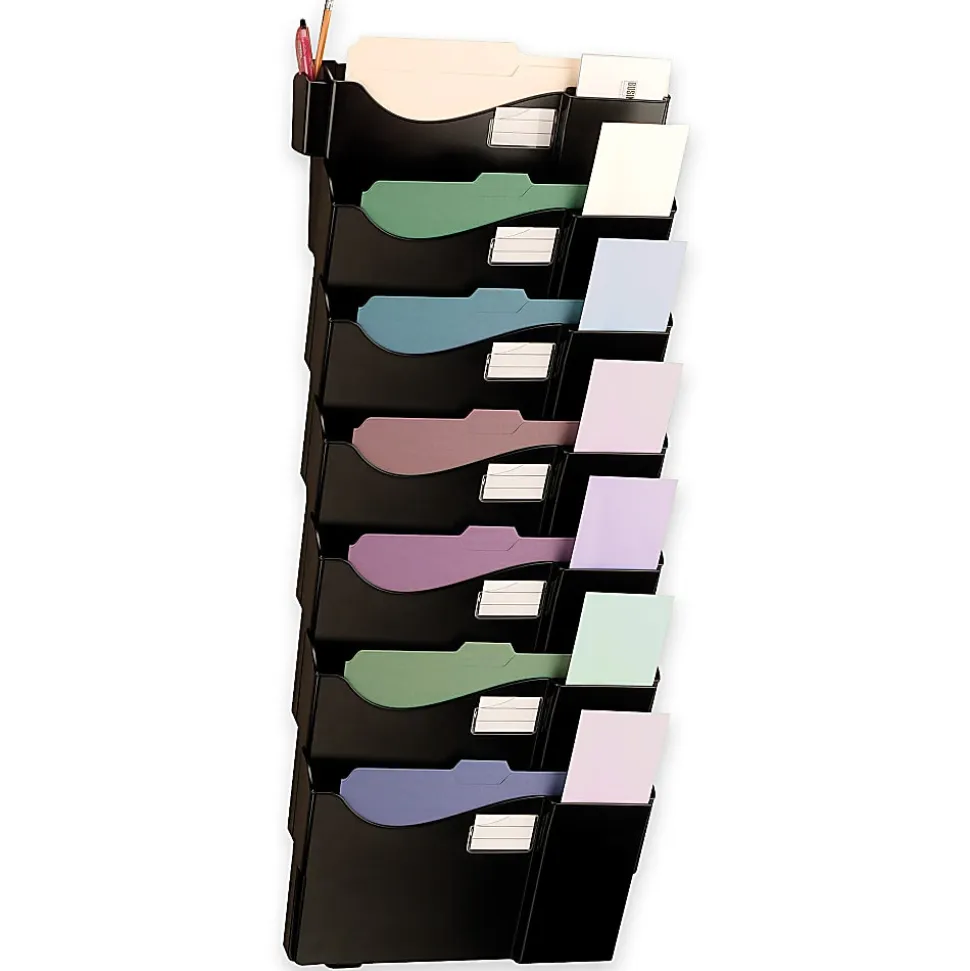 OIC® Grande Central Filing System, 7-Pocket, Black