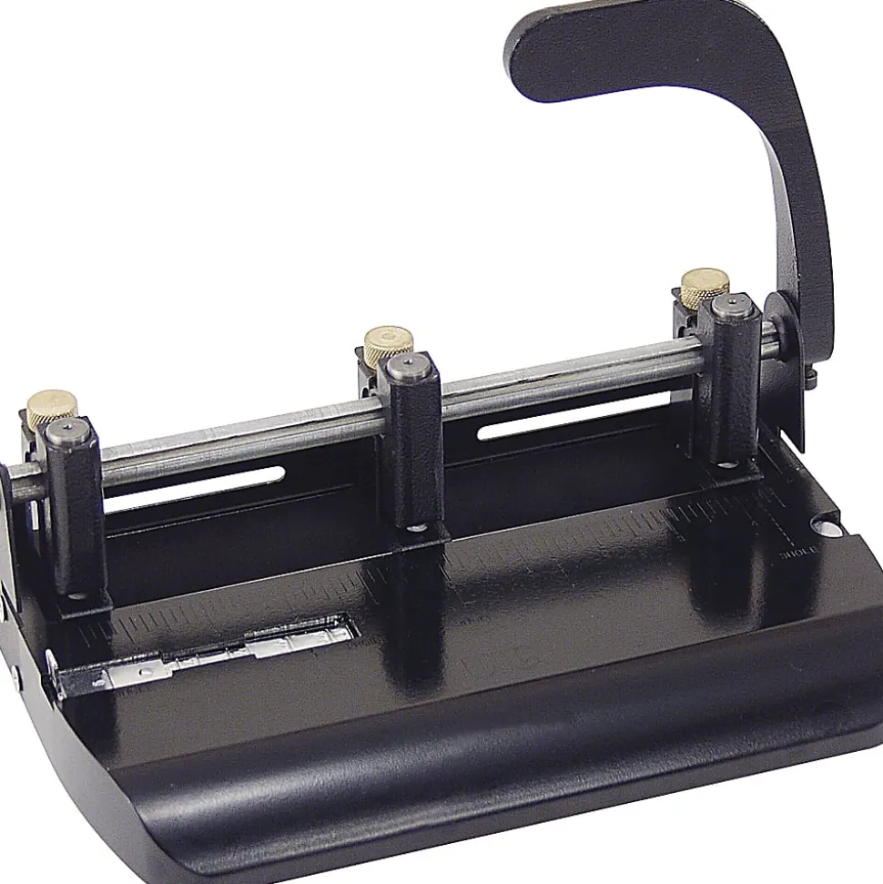 OIC® Heavy-Duty 3-Hole Lever Punch, Black