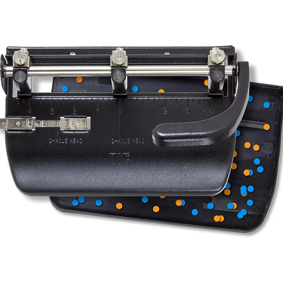 OIC® Heavy-Duty 3-Hole Lever Punch, Black