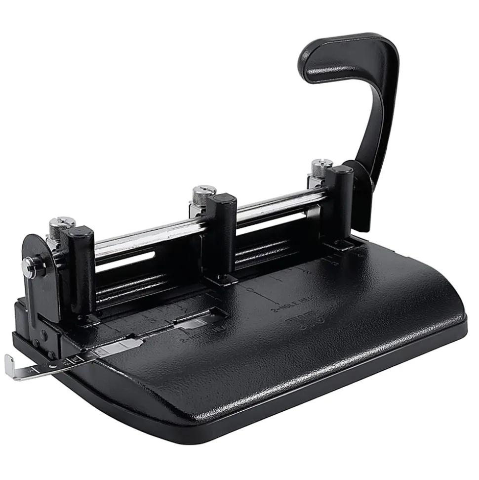 OIC® Heavy-Duty 3-Hole Lever Punch, Black