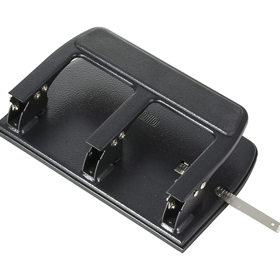 OIC® Heavy-Duty Padded Handle 3-Hole Punch, Black