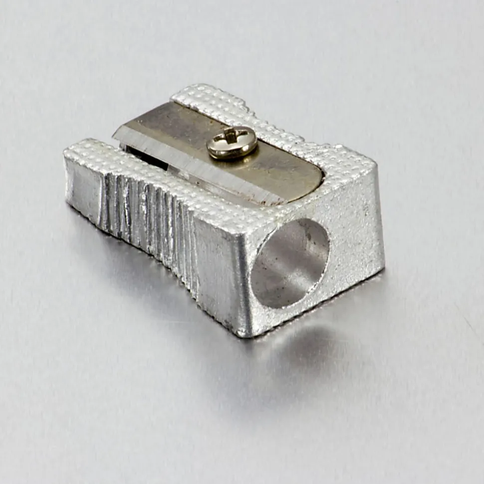 OIC® Metallic Aluminum Handheld Pencil Sharpeners, Silver, Pack Of 4