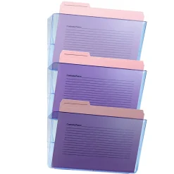 OIC Officemate Blue Glacier Wall Files, 15" x 13" x 4 1/8", Blue, Pack Of 3