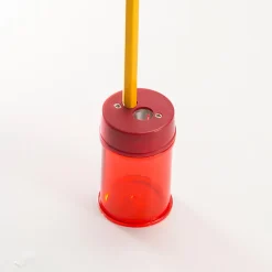 OIC Officemate Double Barrel Pencil/Crayon Sharpener Ā 2 Hole(s) Ā 2.1"H x 1.4"W x 1.4"D Ā Translucent Red Ā 1 Each