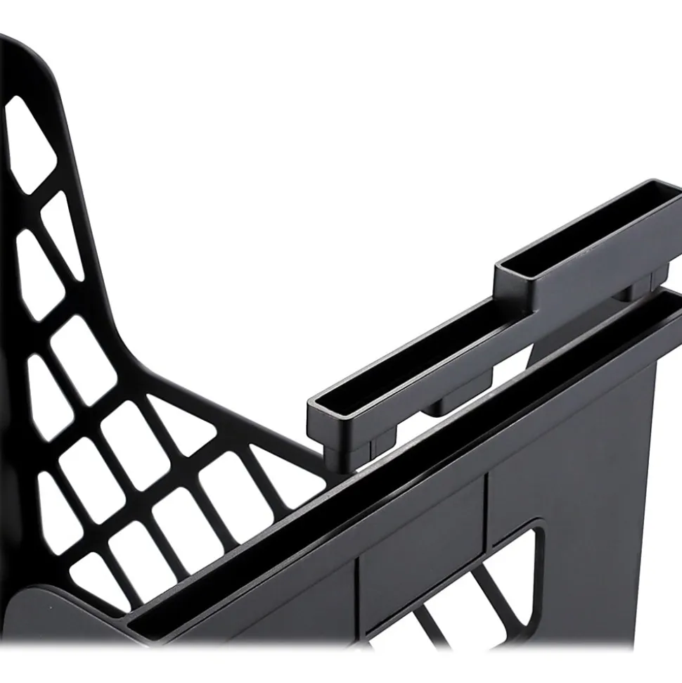 OIC Officemate Plastic Desktop File Organizer, 10.8"H x 13.3"W x 8.6"D, Black
