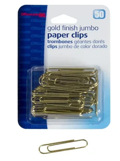 OIC® Paper Clips, Box Of 50, Jumbo, Gold