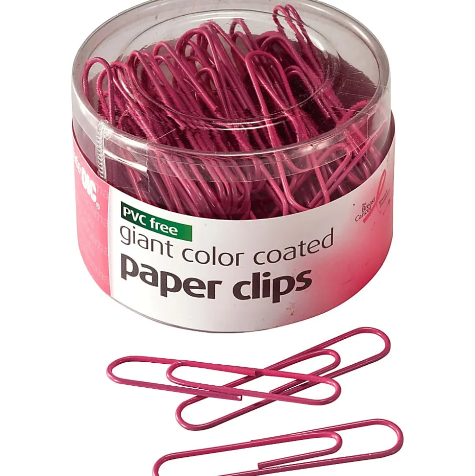 OIC® Paper Clips, Tub Of 80, Jumbo, Breast Cancer Awareness