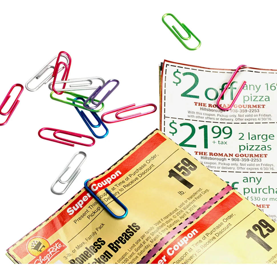 OIC® Translucent Vinyl Paper Clips, Box Of 600, No. 2, Assorted Colors