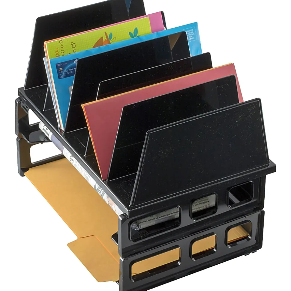 OIC® Tray/Sorter Combo, Letter Size, 10 1/4"H x 13 1/2"W x 9"D, Black