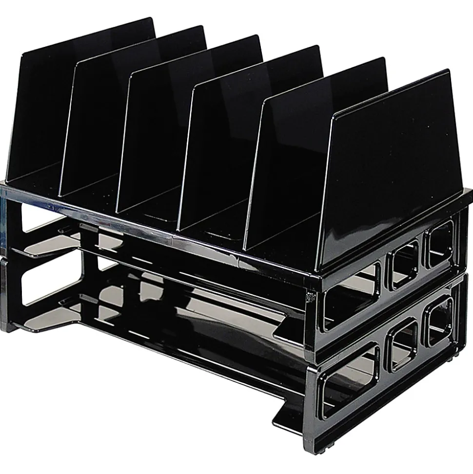 OIC® Tray/Sorter Combo, Letter Size, 10 1/4"H x 13 1/2"W x 9"D, Black