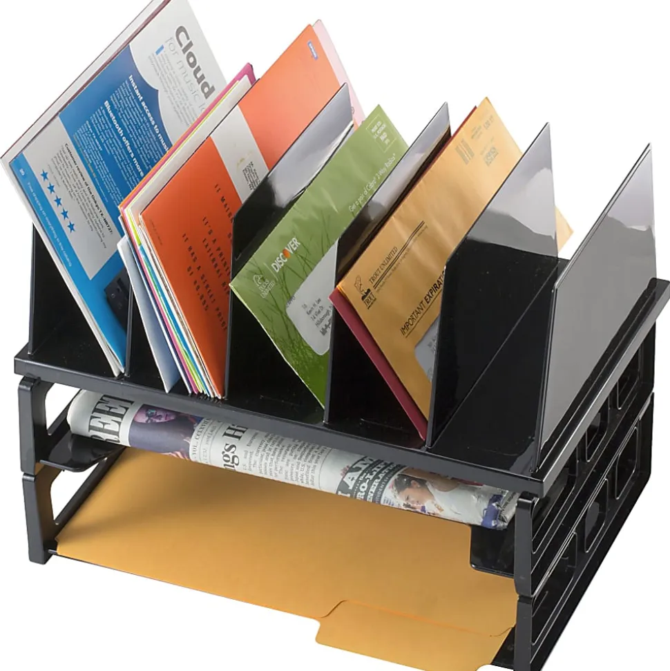 OIC® Tray/Sorter Combo, Letter Size, 10 1/4"H x 13 1/2"W x 9"D, Black