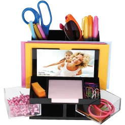 OIC VersaPlus Plastic 9-Compartment Desk Organizer, 5 1/2