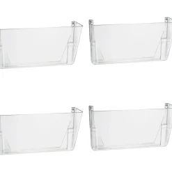 OIC Wall Mountable Plastic Space-Saving Files, 7" x 13" x 4.1", Clear, Carton Of 4
