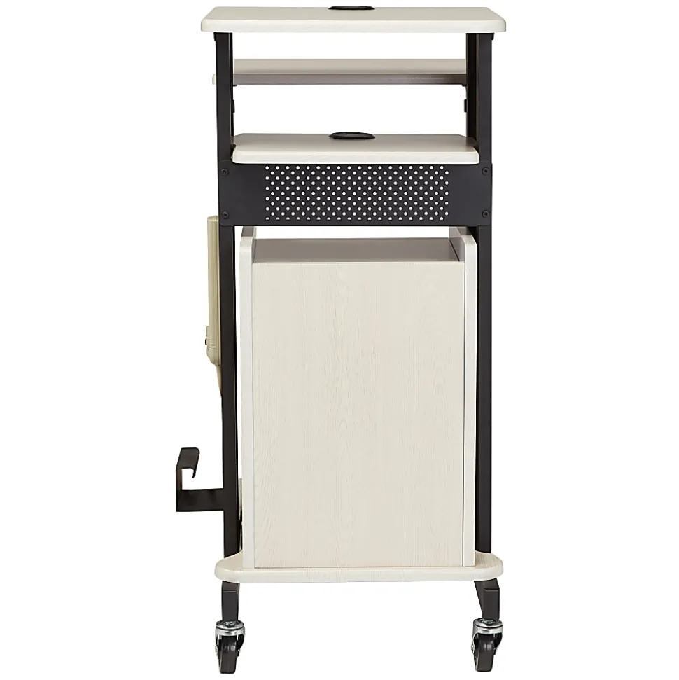 Oklahoma Sound? Premium Plus Presentation Cart With Storage Cabinet, Ivory/Black