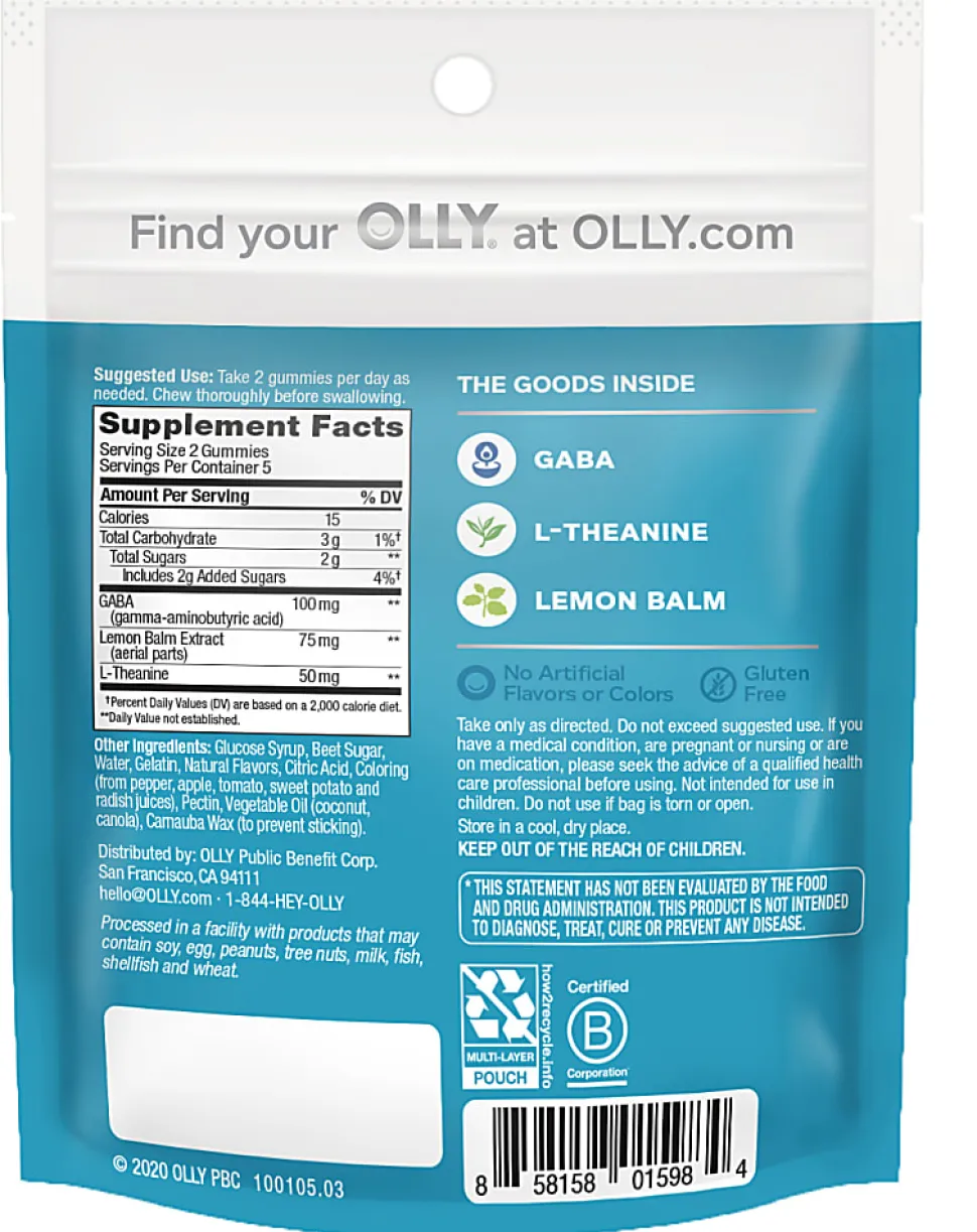 OLLY Goodbye Stress Berry Verbena Gummies, Pack Of 10 Gummies