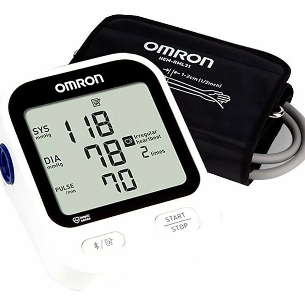 Omron® 5 Series® Digital Upper Arm Blood Pressure Monitor With D-Ring Cuff, 1 Size, Black/White