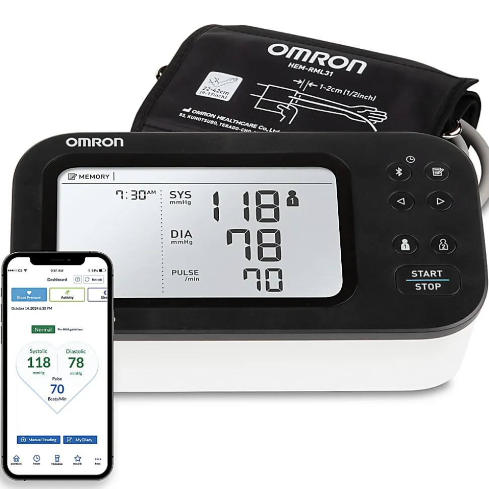 Omron® 7 Series® Upper Arm Blood Pressure Monitor and Cuff with Bluetooth® & Wide-Screen LCD Display, 9-In. to 7-In., BP7360