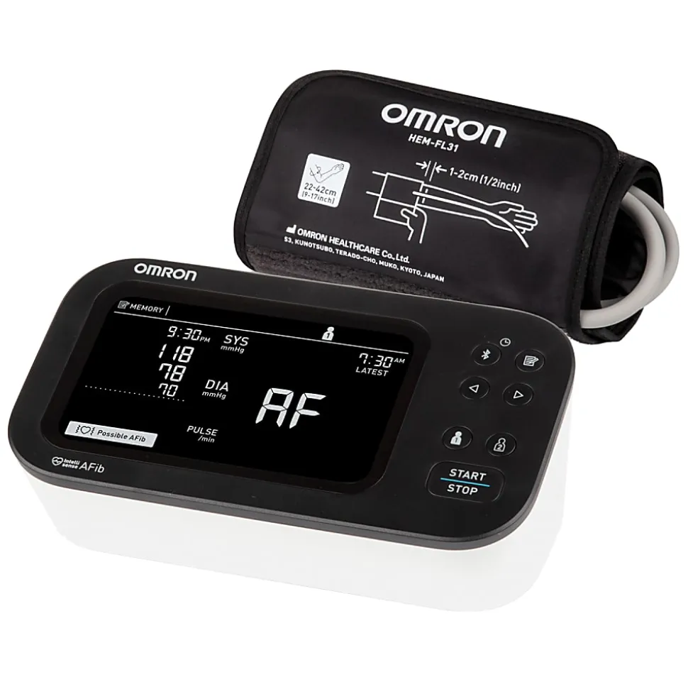 Omron® 10 Series® Upper Arm Blood Pressure Monitor and Cuff with Bluetooth® & Wide Backlit LCD Display, BP7465