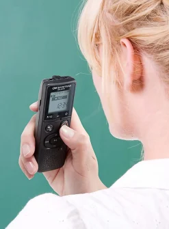 OM System VN-541PC Digital Voice Recorder, 4-5/16”H x 1-1/2”W x 1/8”D, Black