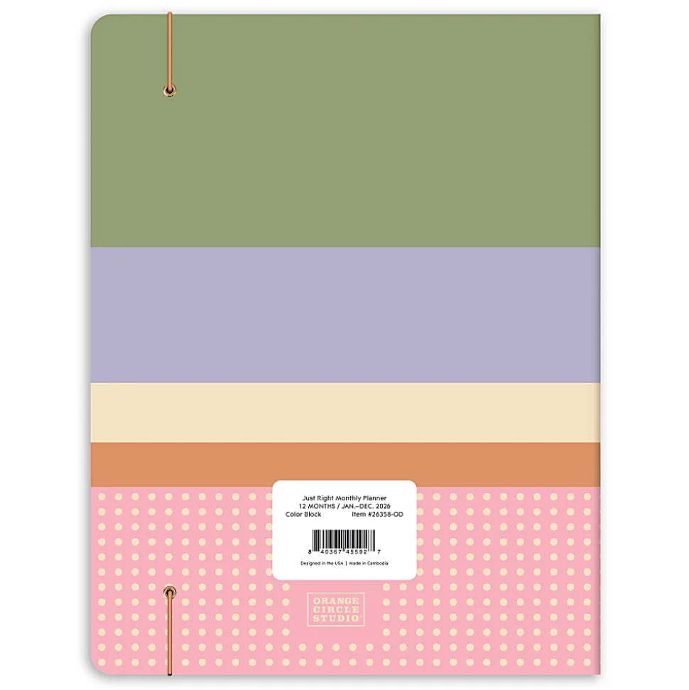 2026 Orange Circle Studio Just Right Monthly Planner, 9-3/4" x 7-1/2", Color Block, January To December, 26358