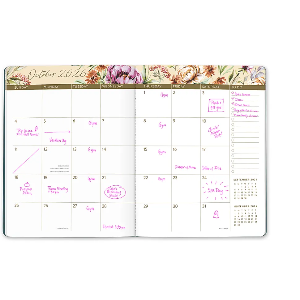 2026 Orange Circle Studio Just Right Monthly Planner, 9-3/4" x 7-1/2", Bella Flora, January To December, 26357