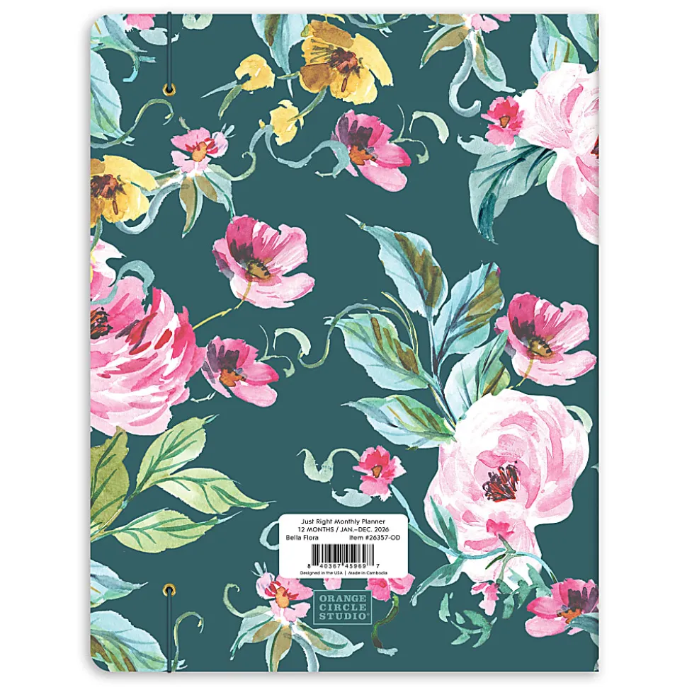 2026 Orange Circle Studio Just Right Monthly Planner, 9-3/4" x 7-1/2", Bella Flora, January To December, 26357