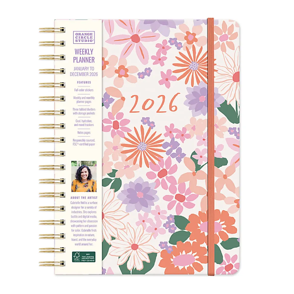 2026 Orange Circle Studio Weekly/Monthly Tri-Tab Planner, 9-5/8" x 7", Secret Garden, January To December, 26506