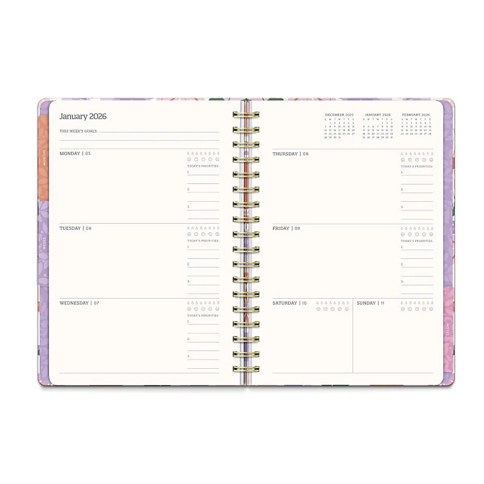 2026 Orange Circle Studio Weekly/Monthly Tri-Tab Planner, 9-5/8" x 7", Secret Garden, January To December, 26506