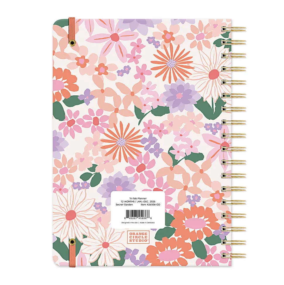 2026 Orange Circle Studio Weekly/Monthly Tri-Tab Planner, 9-5/8" x 7", Secret Garden, January To December, 26506