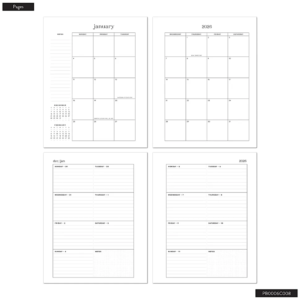 2026 Organized by Happy Planner Monthly/Weekly Classic Book Bound Soft Planner, 7-3/4" x 9-3/4", Blush, January To December, PB0006C008