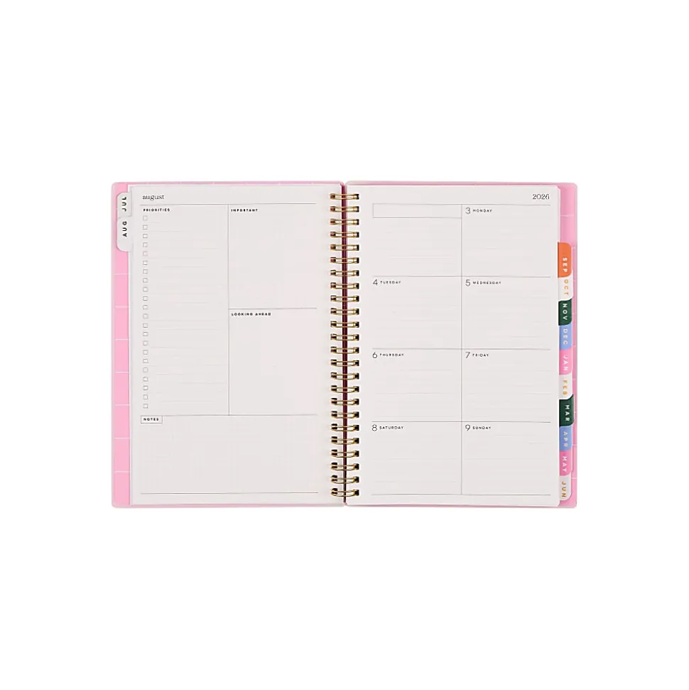 Organized by Happy Planner 12-Month Monthly/Weekly Small Twin Loop Planner, 5-1/2" x 8-5/16", Color Form, July 2026 - June 2027, Total Qty 1