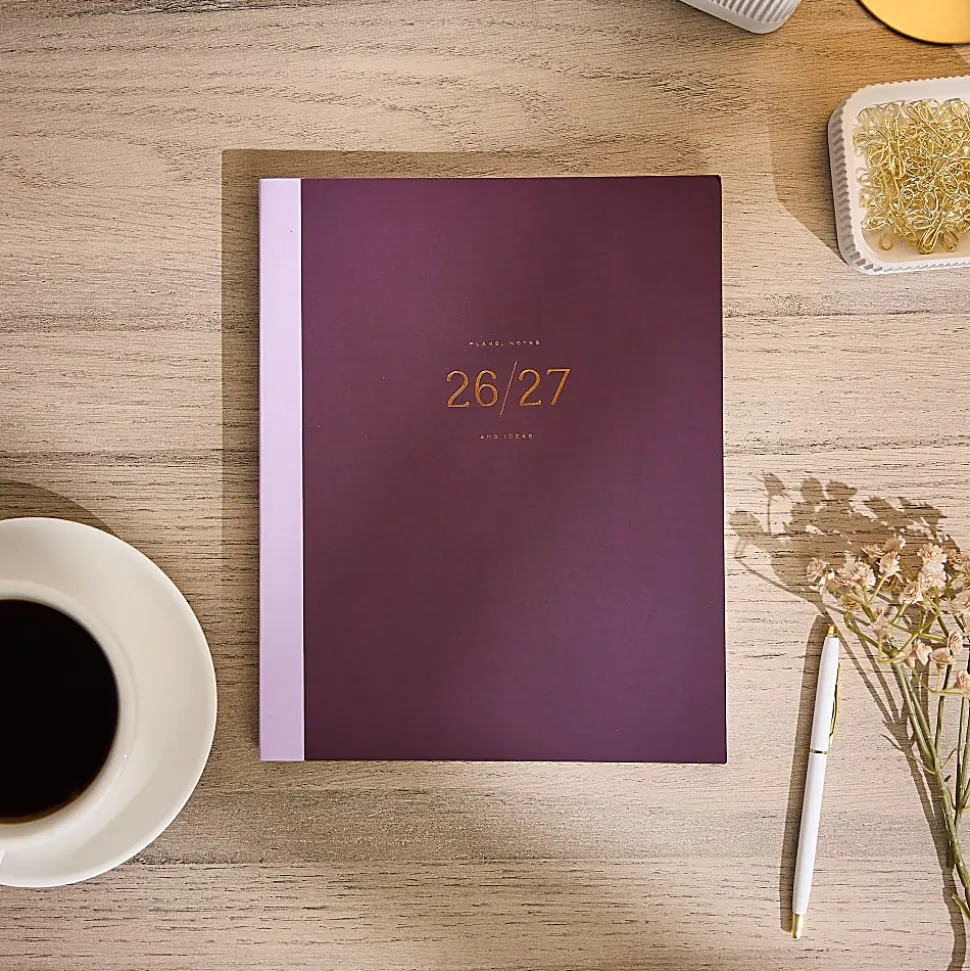 Organized by Happy Planner 12-Month Monthly/Weekly Classic Book Bound Soft Planner, 7-3/4" x 9-3/4", Burgundy, July 2026 - June 2027, Total Qty 1