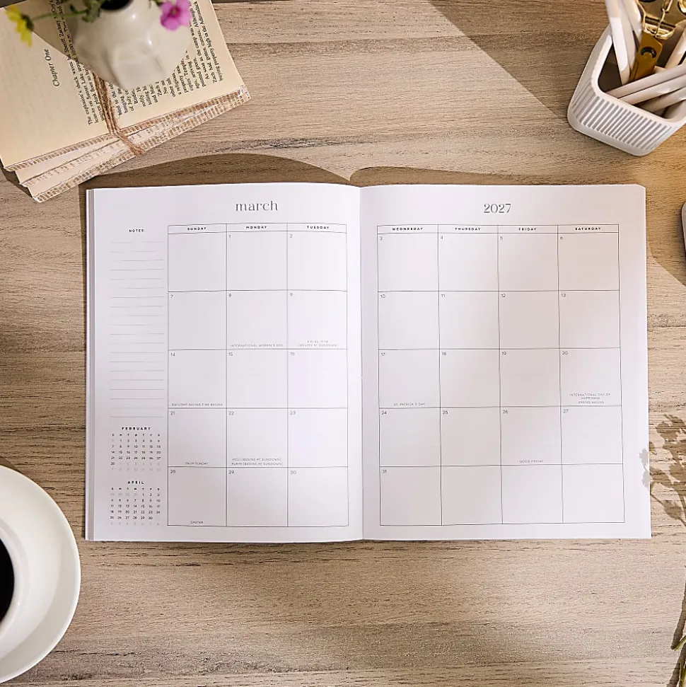Organized by Happy Planner 12-Month Monthly/Weekly Classic Book Bound Soft Planner, 7-3/4" x 9-3/4", Sunshine Blooms Bouquet, July-June, Total Qty 1